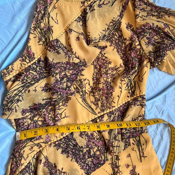 Floral / Wildflower One Shoulder Yellow and Pink Asymmetrical Dress -  XS - Picture 8 of 9